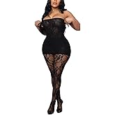 YBSKG Women Sexy 2 Piece Outfits Clubwear Lace Mesh Tube Mini Dress Top with Stockings Legging Set Birthday Outfits