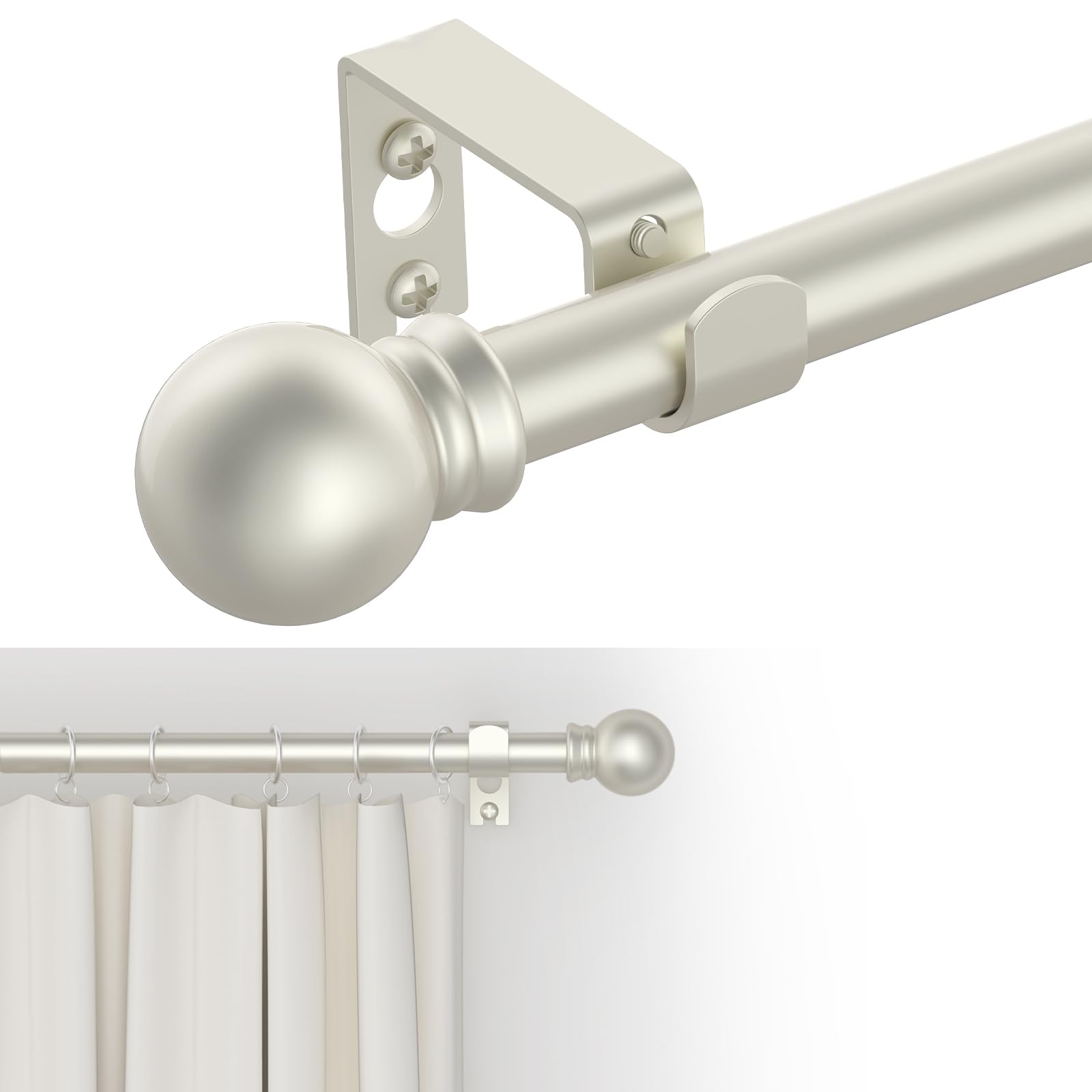 Photo 1 of GXOACKJ Curtain Rods for windows 32-48 inch, 5/8 inch Decorative Nickel Splicing Heavy Duty Metal Curtain Rod set with Brackets