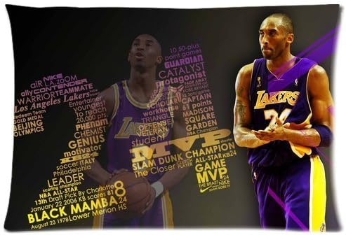 Qezi Art Kobe Bryant Custom Zippered Square Pillow Case Pillowcases Cover Size:20"x 30" (Two Sides)