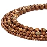 6mm Round Wood Jasper Beads Semi Precious Gemstone Beads for Jewelry Making Strand 15 Inch (63-66pcs)