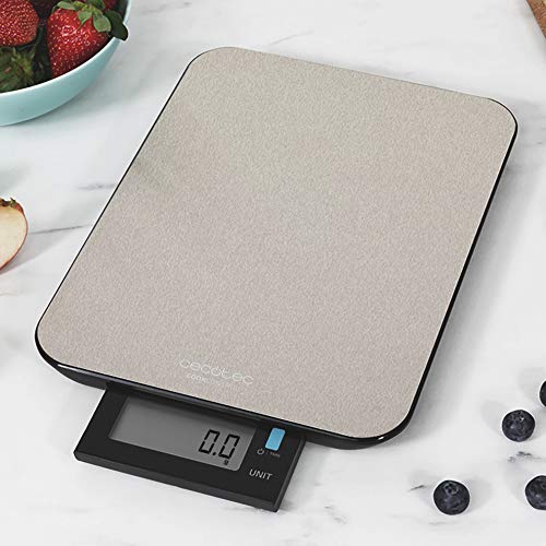 Báscula de Cocina Digital Cook Control 9000 Waterproof, Alta Precisión, Acero Inoxidable, Resistente al Agua, Pantalla LCD Retroiluminada Extragrande y Extraíble, Capacidad Máxima 10 Kg