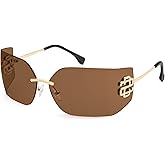 SOJOS Rimless Wrap Around Frame Sunglasses Women Men Frameless Design Shield Rectangular Sunnies SJ1219