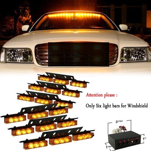 54 X LED Emergency Vehicle Strobe Lights for Front Grille Deck Warning Light (54 LED, Amber)