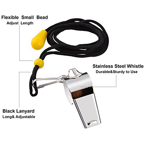 image for Ktrio Stainless Steel Coach Whistle with Lanyard, Sports Referee Whist