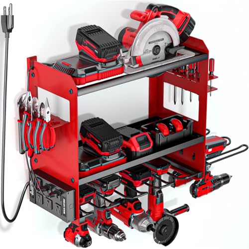 Power Tool Organizer Wall Mount with Charging Station