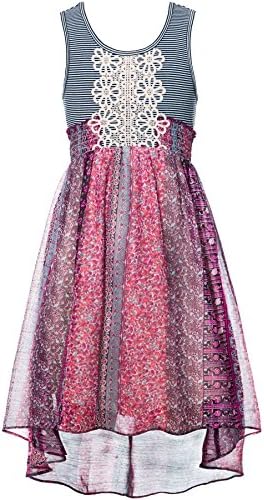 SaraSara Big Girls Long Sleeve Hi Low Dress (With Many Options), 7-16 (7, Mauve-Multi)