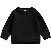 Lukivech Toddler Baby Boy Girl Clothes Solid Color Crewneck Sweatshirt Long Sleeve Pullover T Shirt Tops Fall Winter Outfit