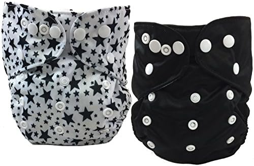 Terra Friendly Cloth Pocket Diapers and Accessories for Baby (2 Pack, Black Onyx)