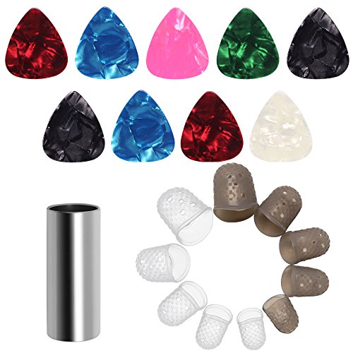 image for Hysagtek 10 Pcs Guitar Silicone Finger Guards+9 Pcs Celluloid Guitar P