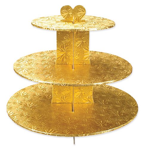 Enjay Cupcake Stand, 8.5 by 12.5 by 14.5-Inch, Gold