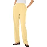 Woman Within Plus Size 7-Day Knit Straight Leg Pant Stretch Elastic Waist (Petite & Tall Available)