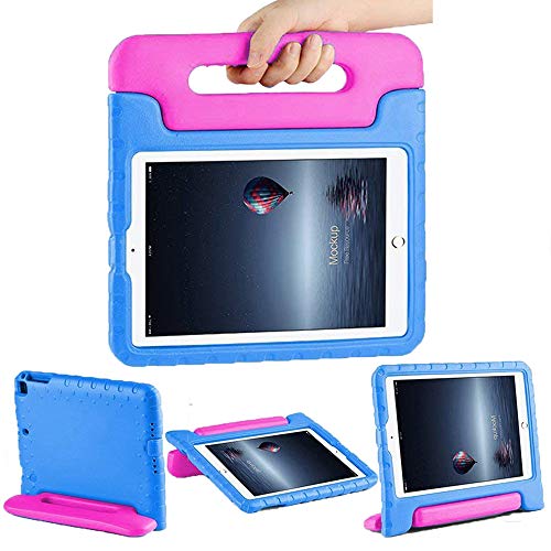 CAM-ULATA Case for iPad 9.7 for Kids iPad 2018/2017 iPad Air 1 Air 2 Cover Shockproof Kids Proof for iPad 5th 6th Generation for Girl Boys Toddlers Pink+Blue