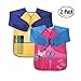ABCDOK Kids Art Smocks 2 Pack, Children Waterproof Artist Painting Aprons Long Sleeve with 3 Pockets for Age 2-7 Years