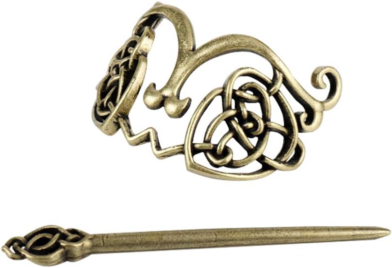 Lurrose Womens Hair Accessories 2Pcs Vintage Hair Clips Bronze Knot Hair Viking Hair Accessories Hair Slide Stick Metal Barrettes Womens Hair Clips