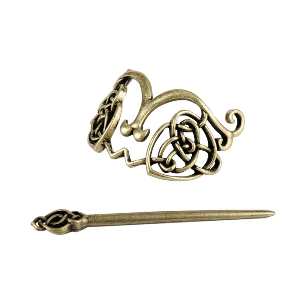 Lurrose Womens Hair Accessories 2Pcs Vintage Hair Clips Bronze Knot Hair Viking Hair Accessories Hair Slide Stick Metal Barrettes Womens Hair Clips