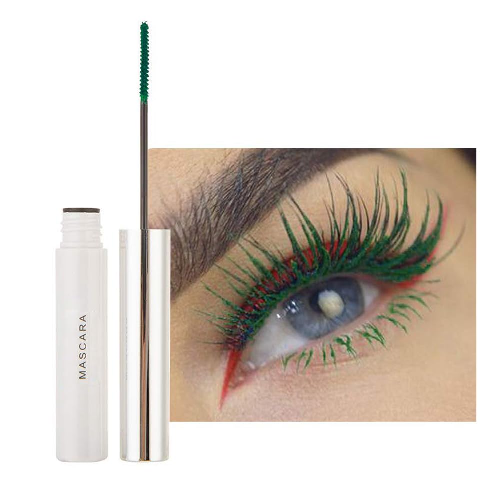 GL-Turelifes 12 Color Mascara Colorful Fiber Mascara Charming Longlasting Mascara, Thick & Long Eyelash Waterproof and Smudge-proof Eyes Makeup (#07 Green)