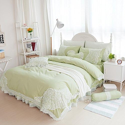 MZPRIDE Embroidered Lace Bedding Set Brand 100% Cotton Fairy Girls Bed Cover Queen