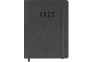 FAN&RAN 2025 Planner 8.5”x11”, 15-Month of Weekly and Monthly Planner from Oct 2024 to Dec 2025, Vegan Leather Cover, Elastic Closure, Grey