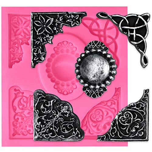 Funshowcase Cameo with Curlicues Scroll Fondant Silicone Mold for Sugarcraft, Cake Decoration, Cupcake Topper, Chocolate, Pastry, Cookie Decor, Jewelry, Polymer Clay, Epoxy Resin, Crafting Projects