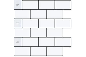 V-MOZZA Peel and Stick Backsplash, 10-Sheet Peel and Stick Tiles Subway Tile Stick on Tile for Kitchen Backsplash