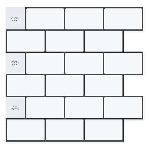 V-MOZZA Peel and Stick Backsplash, 10-Sheet Peel and Stick Tiles Subway Tile Stick on Tile for Kitchen Backsplash
