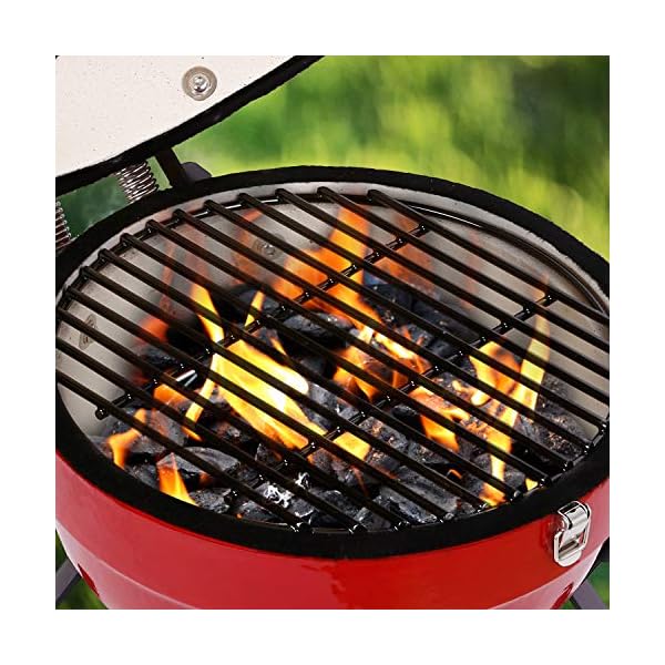 TUSY-Ceramic-Griller-Charcoal-Grill-Advanced-Portable-Red-12-Inch-Foldable-Barbecue-Grilling-Charcoal-Oven-with-Digital-Thermometer