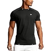 Men Muscle Fitness Quick Dry T-Shirt - Moisture Wicking Perforated Slim Fit Gym Top with Reflective Logo