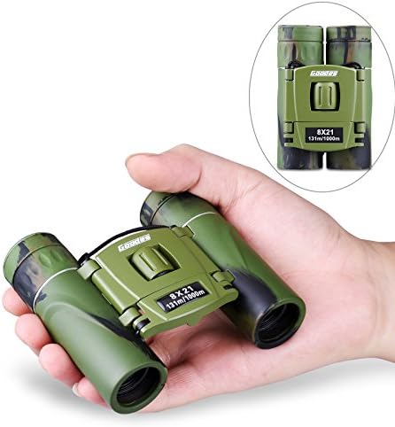 Kids Binoculars - Goodes 8x21 Mini Compact Lightweight Folding Binoculars for Boy Girls Children for Bird Watching, Camping, Hunting, Concert, Outdoor, Hiking, Sports (Army Green)