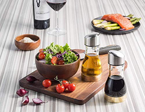 MITBAK Exquisite Oil & Vinegar Dispenser Set (7.5 Oz) | No Drip Acrylic Cruets for Oil, Vinegar, Salad Dressing, Soy Sauce & More | Functional, Leakproof Oil Dispenser Bottle for the Kitchen