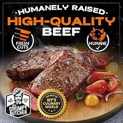 Grumpy Butcher New York Strip Steak, 8 Pack