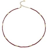 Aleasha Gemstone Beaded Choker Spinel Lapis Lazuli Amethyst Turquoise 14" Necklace for Women Gold Stainless Steel Handmade Strand Boho Jewelry