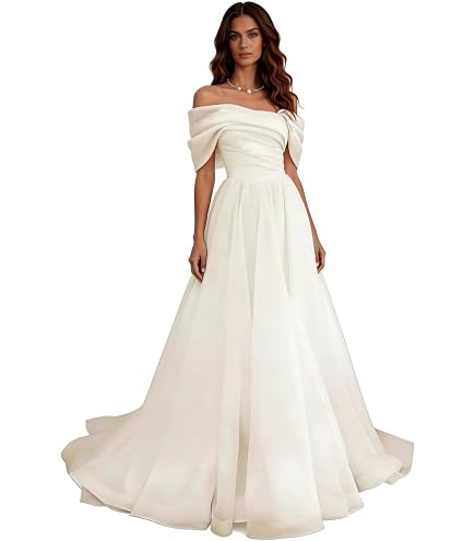 David's Bridal Off-the-Shoulder Billow Sleeve Wedding Dress, Size 0