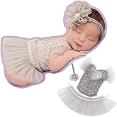 Zeroest Newborn Photography Outfits Girl Lace Romper Newborn Photography Props Rompers Baby Girls Skirt Photoshoot 3 PCS