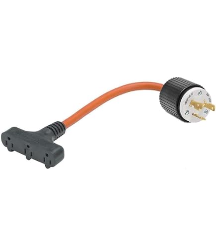 L5-20P Male 3-Pin Twist-Lock Plug To Standard 5-15R 3-Pin Wall