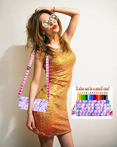 2 Pack Large Pop Purse bag, Fidget Shoulder Bags for Girls Women Gift, Pop Kids Purse Handbag for Birthday School Party Supplies.