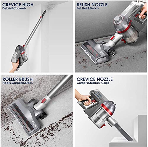 Cordless Vacuum, Deik Stick Vacuum Cleaner, 11 Kpa Powerful Suction 4 in 1 Lightweight Handheld Vacuum with Upgraded Motor and LED Brush for Pet Hair Home Hard Floor Carpet Car Cleaning - Thumbnail 2