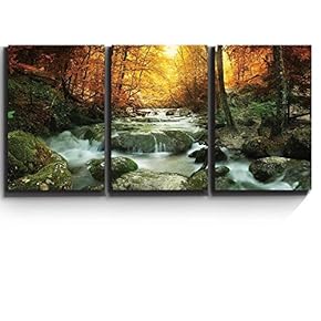 Forest Waterfall Scene Wall Decor x3 Panels