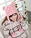 BIBITIME Knit Cat Ear Beanie Pussycat Hat Women's March Hanging Pompoms Cap (Pink, One Size)