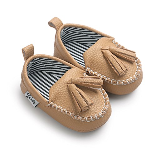 Sabe Winter Newborn Baby Girls Boys Tassels Velvet Soft Sole Loafer Shoes Prewalker Moccasin (6-12 Month, Khaki1)