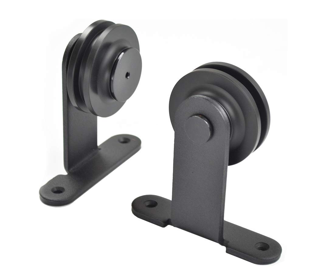 DIYHD Top Mount Sliding Barn Door Roller Set, Black Home