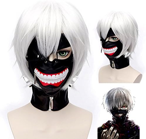 DEYSSNE Tokyo Ghoul Zipper Faux Leather Mask Anime Cosplay Kaneki Ken Costume Mask for Halloween Party