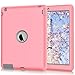 Hocase for iPad 2/3/4 Case, Rugged Slim Shockproof Soft Silicone Rubber+Hard Plastic Hybrid Dual Layer Protective Case for iPad 2nd/3rd/4th Generation (9.7-inch Display) - Pink