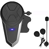 Dgakcvb Motorcycle Bluetooth Headset, BT-S3 Bluetooth 5.0 Helmet Intercom Headset up to 3 Riders 1000M Helmet Communication System for Ski/ATV/Dirt Bike/Racing/Climbing(Single)