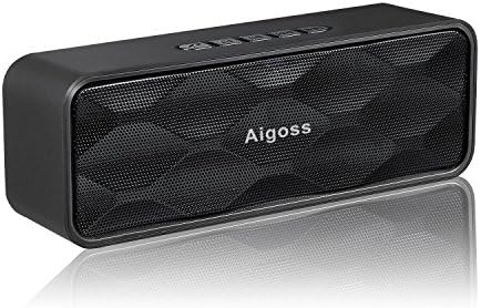 Portable Outdoor Bluetooth Speaker, Aigoss Wireless Bluetooth V4.0 Stereo Subwoofer with HD Sound and Bass, FM Radio and TF Card Slot, Black