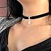 Arthlin White Glass Imitation Pearl Pendant on Black Velvet Choker Necklace for Women, Made in USA