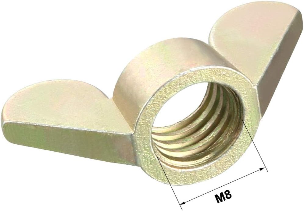 sourcing map M8 Wing Nuts Zinc Plated Fasteners Parts Screws Cymbals Butterfly Nut Bronze Tone 10pcs - Image 4