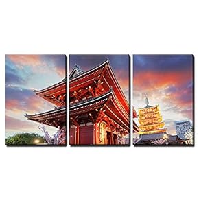 Tokyo Sensoji Ji Temple in Asakusa Japan x3 Panels