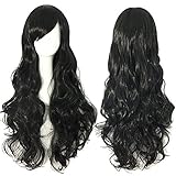 S-noilite Fashion Curly Anime Full Wig Black Hair Wig Kanekalon Heat Resistant Synthetic Women Lady Girl Costume Wigs Fancy Dress UPS Post