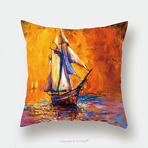 Custom Satin Pillowcase Protector Original Oil Painting On Canvas Sail Boat Modern Impressionism By Nikolov 294267311 Pillow Case Covers Decorative