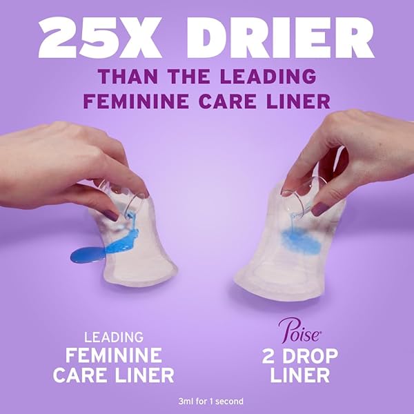 POISE DAILY LINERS, INCONTINENCE PANTY LINERS FOR BLADDER LEAKS, 2 DROP VERY LIGHT ABSORBENCY, LONG LENGTH, 176 COUNT OF PANTILINERS (4 PACKS OF 44), PACKAGING MAY VARY